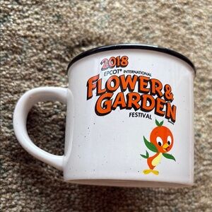 Disney 2018 Epcot 25th Anniversary Passholder Orange Bird Flower & Garden Mug